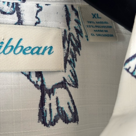 Caribbean White and Black Casual Button Down Shirt with Nautical Fish Pattern - Picture 4 of 15